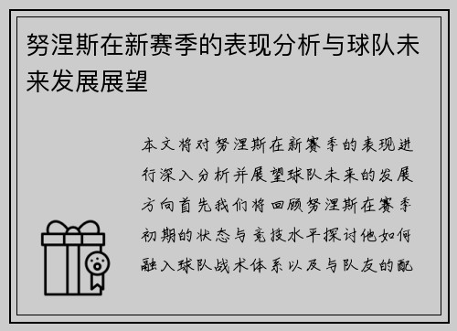 努涅斯在新赛季的表现分析与球队未来发展展望